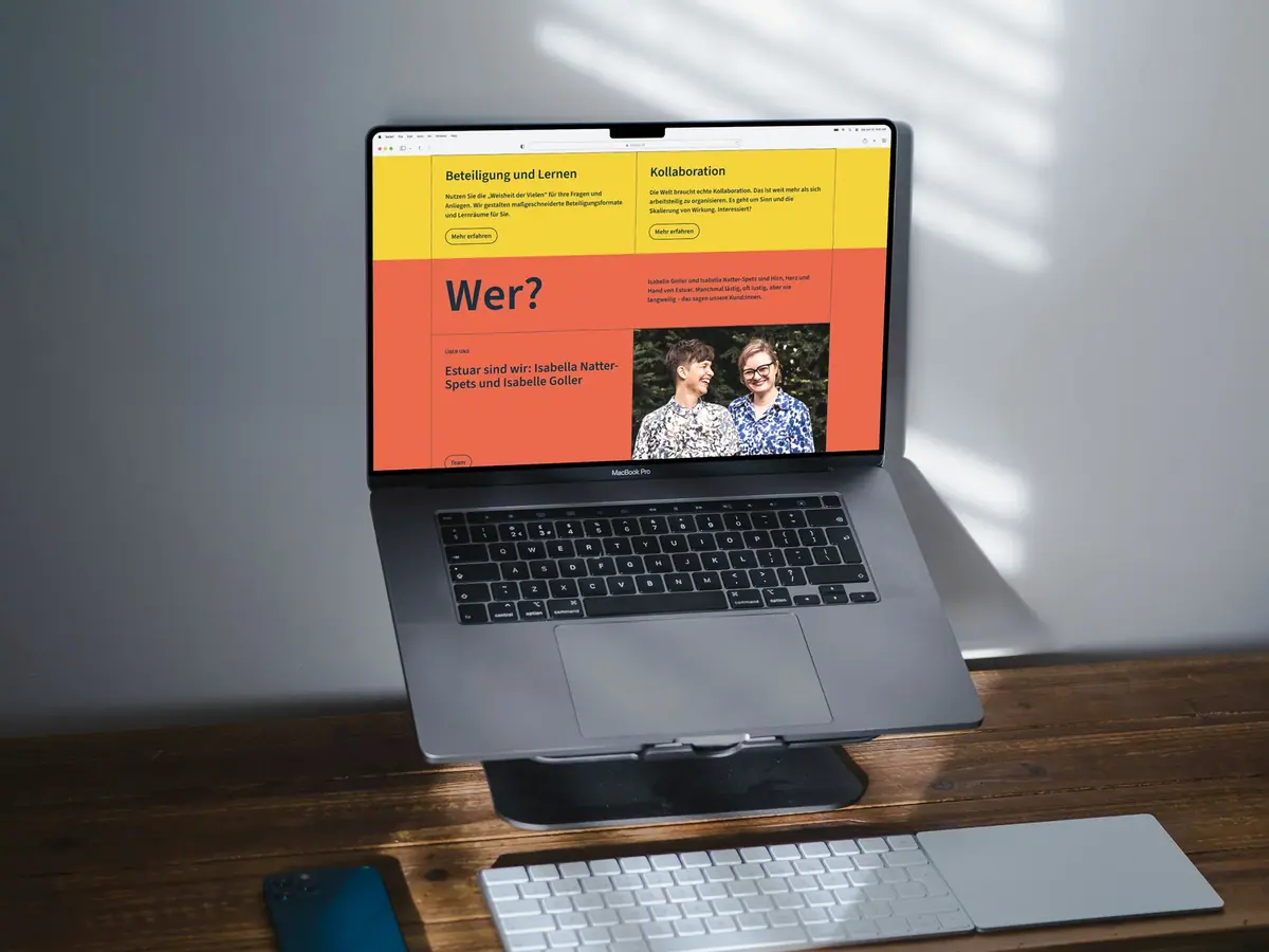 Estuar Webseite – wir sehen die Über uns Sektion
